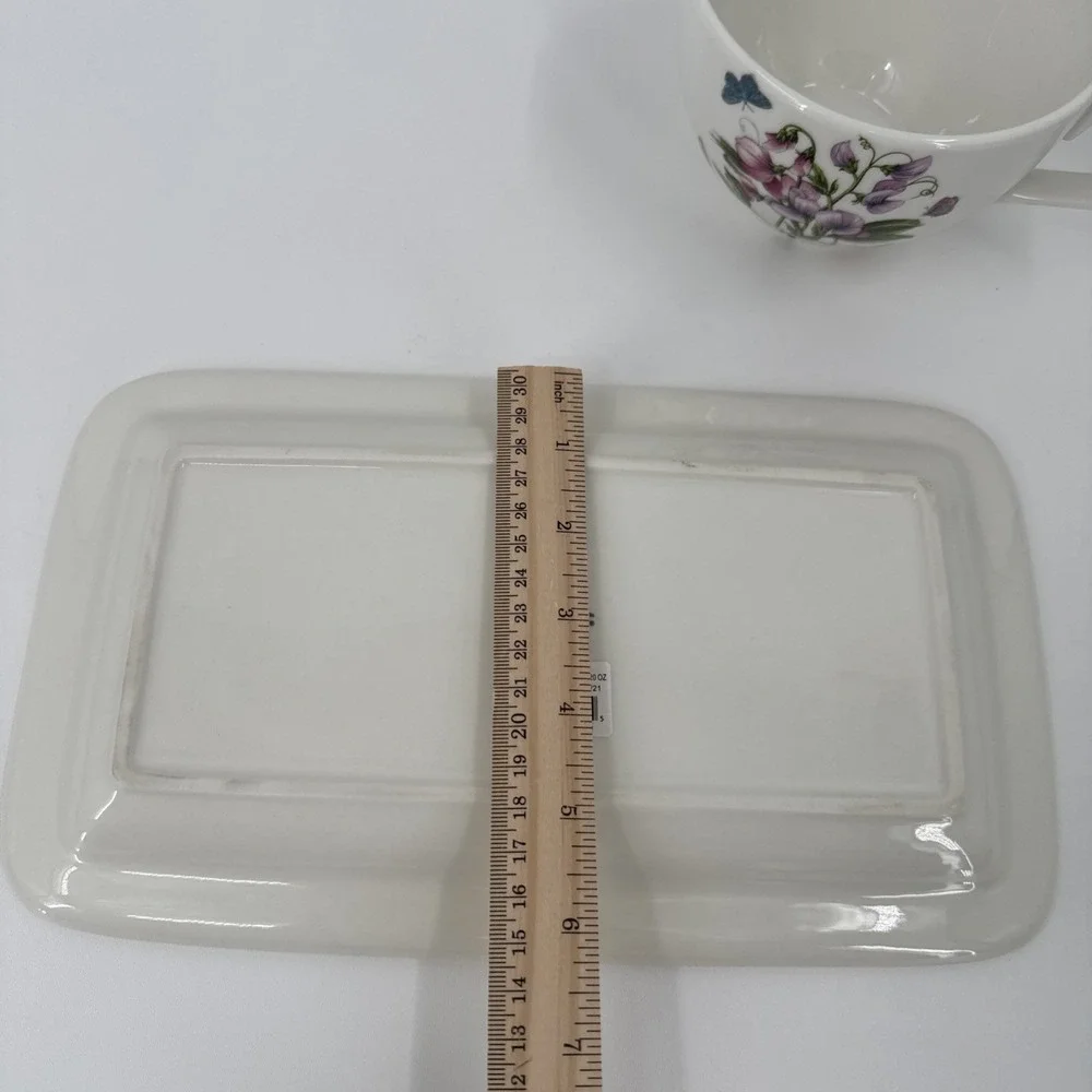 Portmeirion Botanic Garden Sweet Pea Snack Plate and Soup Mug Cup - Excellent